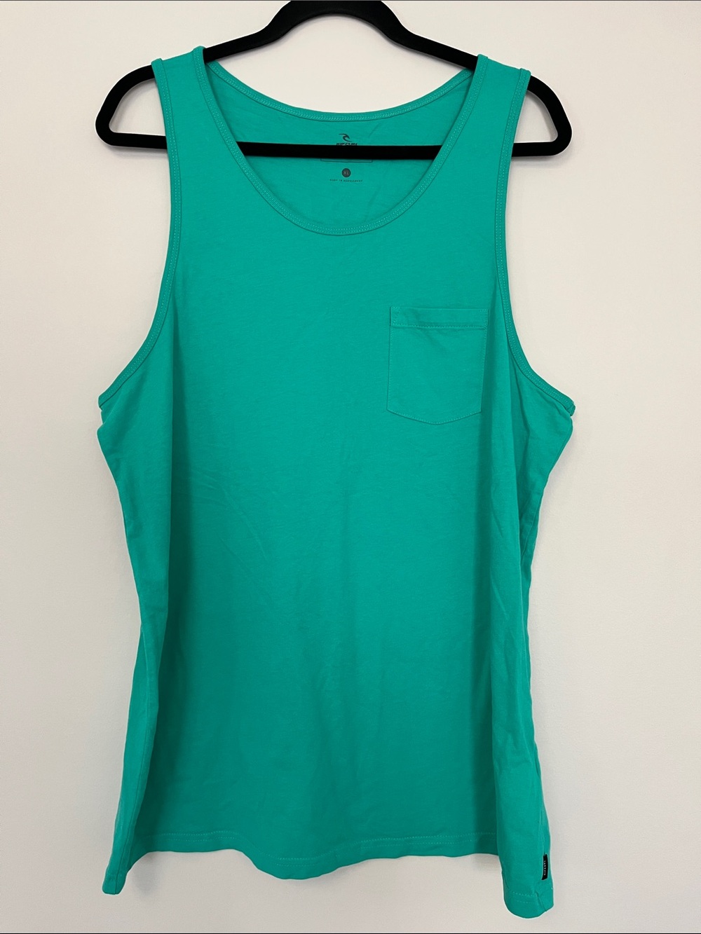 Rip Curl Men’s Tank XL Teal Green 100% Cotton Sleeveless Top Summer Beach Swim